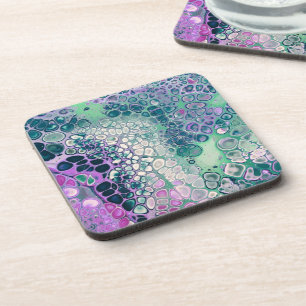 Mermaid Acrylic Pour, Cool Colourful Abstract Coaster