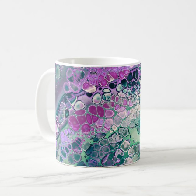 Mermaid Acrylic Pour, Cool Colourful Abstract Coffee Mug (Front Left)