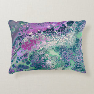 Mermaid Acrylic Pour, Cool Colourful Abstract Decorative Cushion