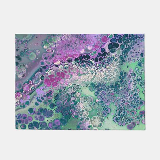 Mermaid Acrylic Pour, Cool Colourful Abstract Doormat (Front)
