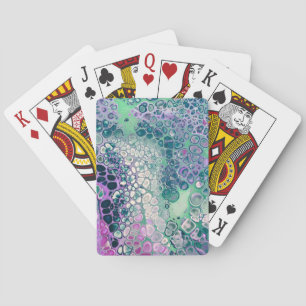 Mermaid Acrylic Pour, Cool Colourful Abstract Playing Cards