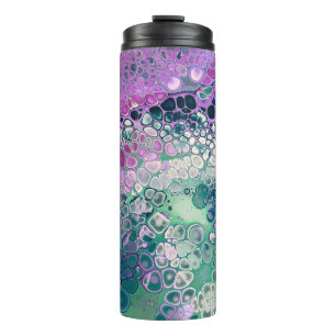 Mermaid Acrylic Pour, Cool Colourful Abstract Thermal Tumbler