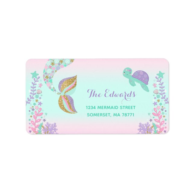Mermaid Address Labels Magical Mermaid Party (Front)