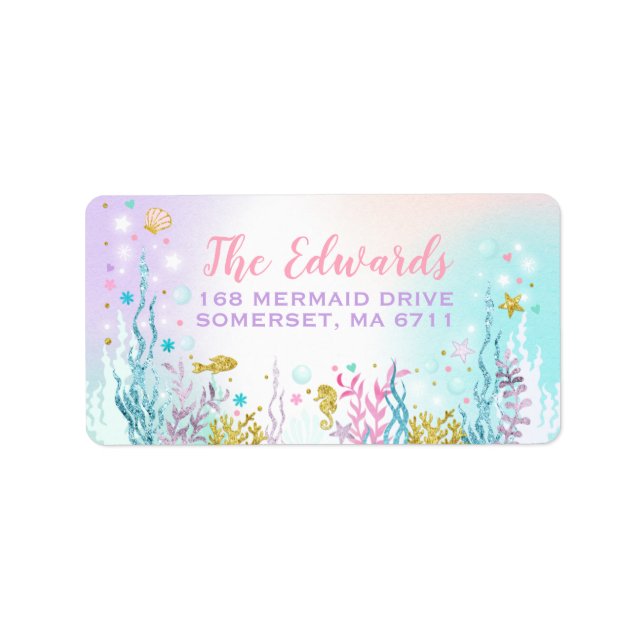 Mermaid Address Labels Magical Mermaid Party (Front)