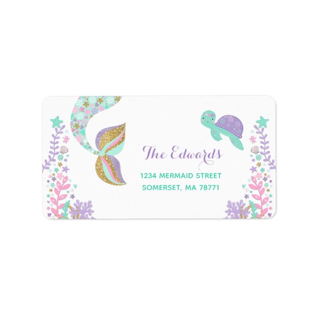 Mermaid Address Labels Magical Mermaid Party (Front)