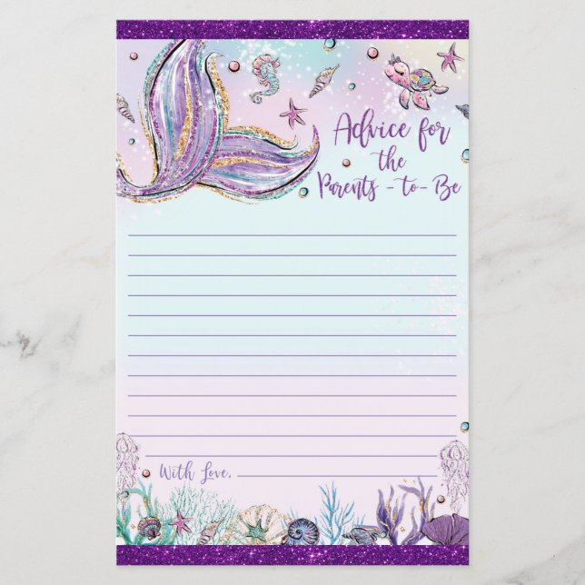 Mermaid Advice for the Parents to Be Message Card (Front)