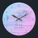 Mermaid Affirmation Ombre  Large Clock<br><div class="desc">Mermaid affirmation colourful ombre design wall clock that reads - Sky above,  earth below,  peace within.</div>