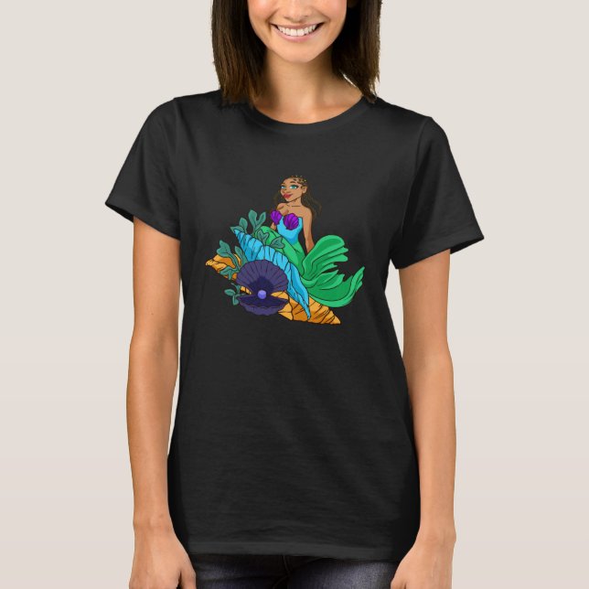 Mermaid African American With Braids Cute Gift For T-Shirt (Front)