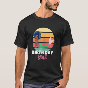 Mermaid Afro Girl Birthday African American Youth T-Shirt