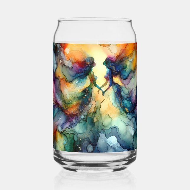 Mermaid Alcohol Ink  Can Glass (Front)
