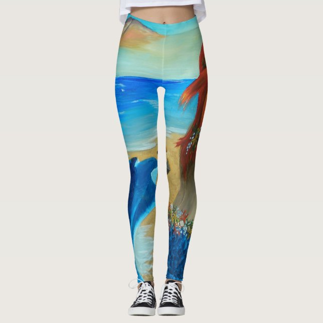 Mermaid All Over Leggings Ocean Leggings (Front)