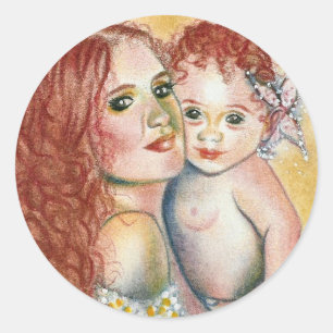 Mermaid and Child Sticker