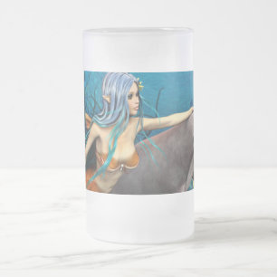 Mermaid and Dolphin Frosted Glass Beer Mug