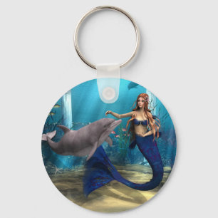 Mermaid and Dolphin Key Ring