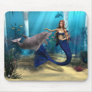 Mermaid and Dolphin Mouse Mat