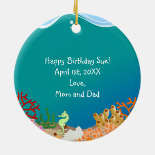 Mermaid and dolphins birthday party ceramic tree decoration