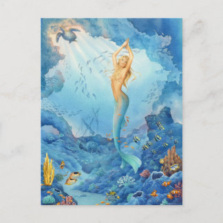 Mermaid and Dolphins by Scot Howden Postcard