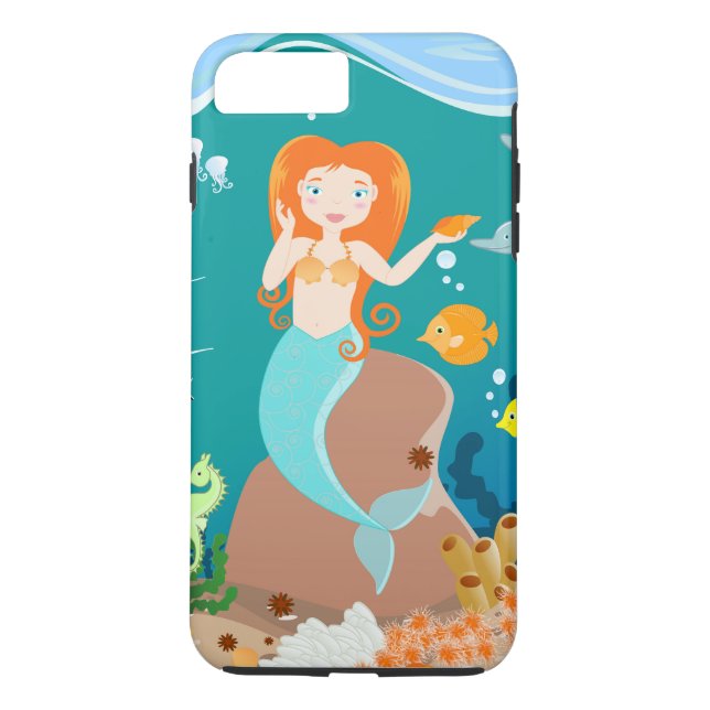 Mermaid  and dolphins under the sea birthday party Case-Mate iPhone case (Back)