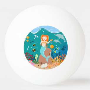 Mermaid  and dolphins under the sea birthday party ping pong ball