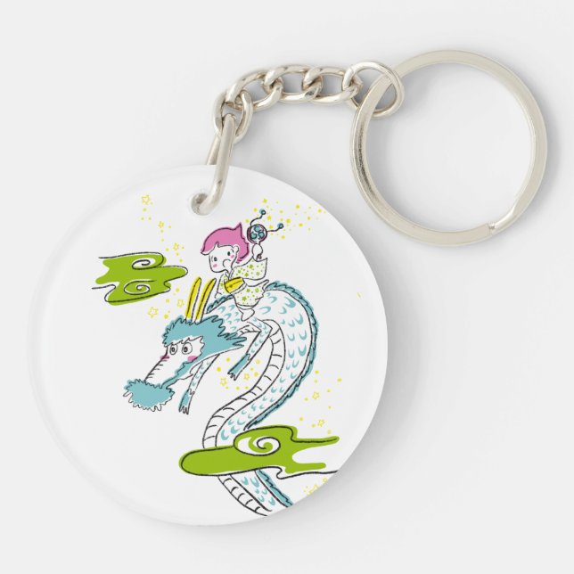 Mermaid and Dragon Key Ring (Back)