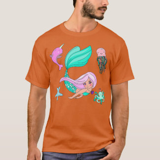 Mermaid and fish design T-Shirt