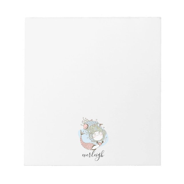 Mermaid And Fish Kid's Personalised Notepad (Front)