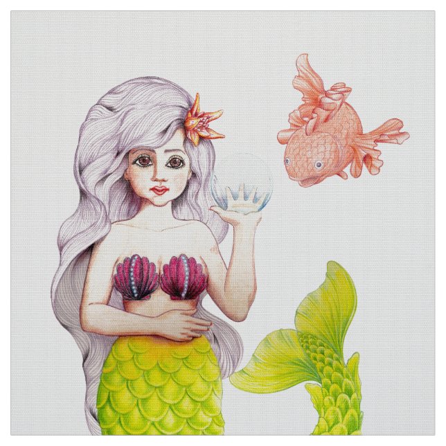 Mermaid and friend fabric (Swatch)