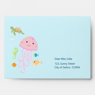 Mermaid and friends girly Birthday Party Envelope