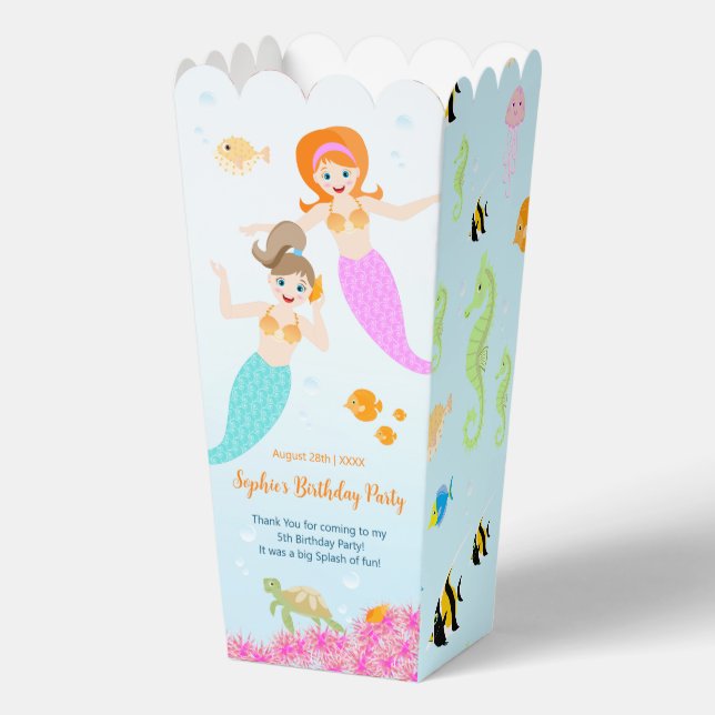 Mermaid and friends girly Birthday Party Favour Box (Front)