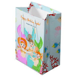 Mermaid and friends girly Birthday Party Medium Gift Bag