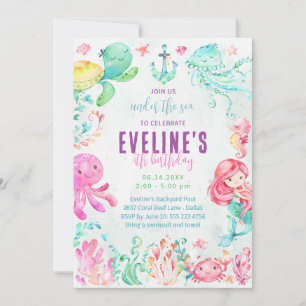 Mermaid and Friends Under the Sea Invitation