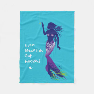 Mermaid and Golden Hook Fleece Blanket
