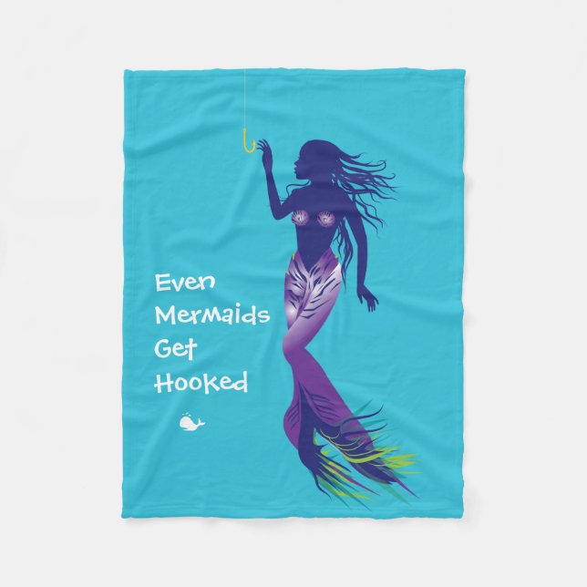 Mermaid and Golden Hook Fleece Blanket (Front)