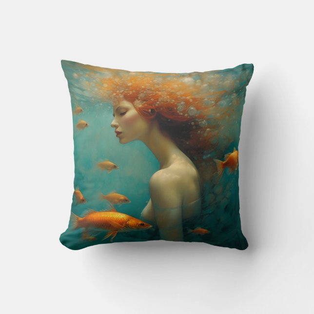 Mermaid and Goldfish Cushion (Front)