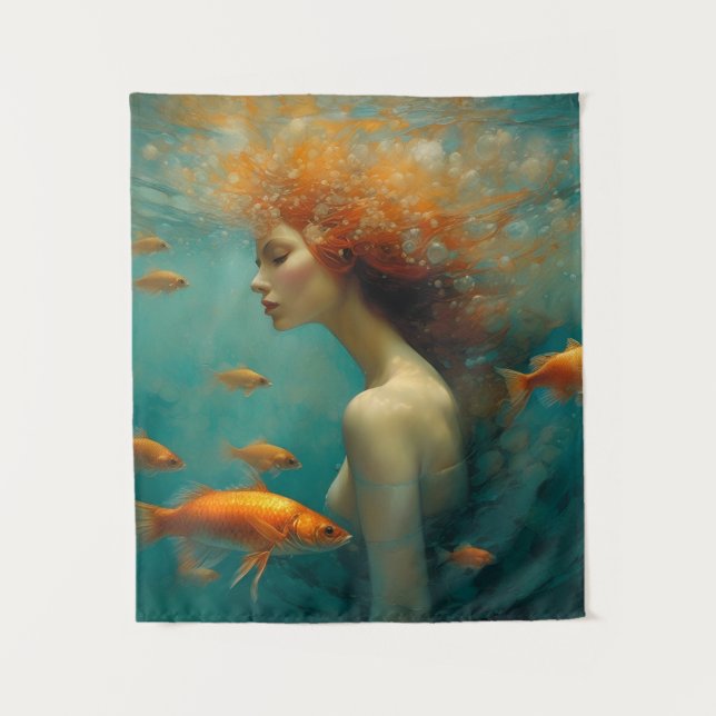 Mermaid and Goldfish Tapestry (Front)