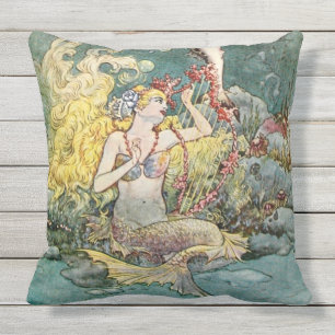 “Mermaid and Harp” by Charles Folkard Cushion