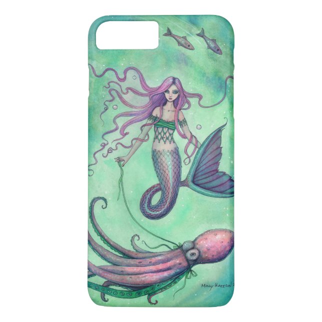 Mermaid and Octopus Fantasy Art Illustration Case-Mate iPhone Case (Back)