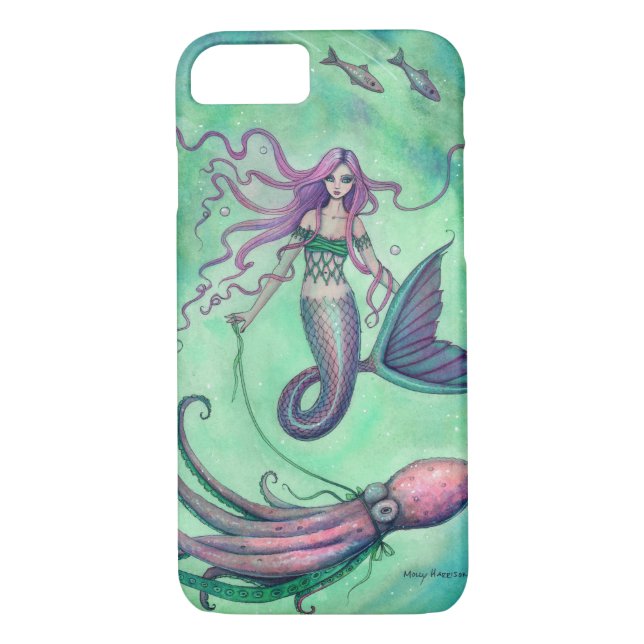 Mermaid and Octopus Fantasy Art Illustration Case-Mate iPhone Case (Back)