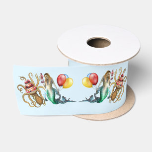 Mermaid and Octopus Party Tissue Paper Satin Ribbon