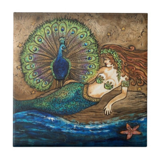 Mermaid and Peacock Tile