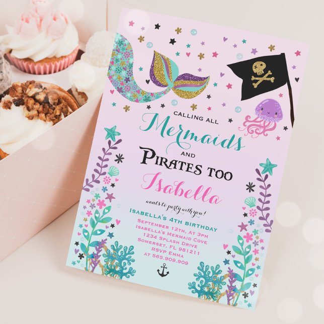 Mermaid And Pirate Birthday Invitation (Creator Uploaded)