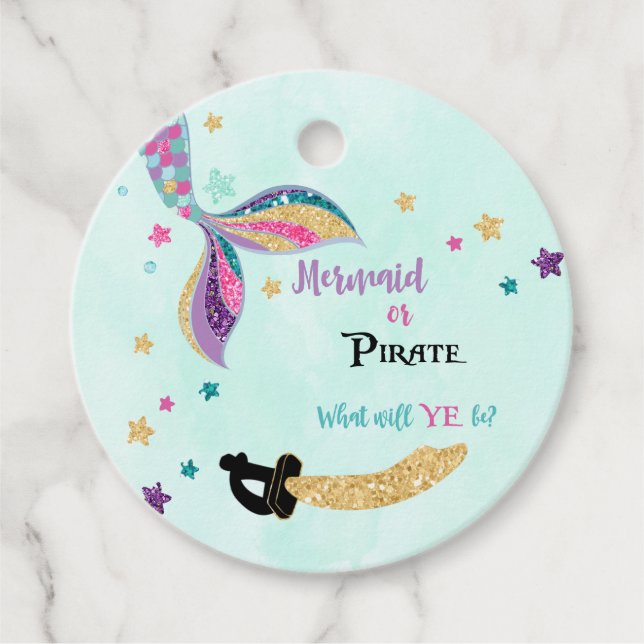 Mermaid and Pirate Favour Tags (Front)