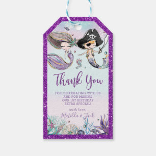 Mermaid and Pirate Joint Birthday Thank You Favour Gift Tags