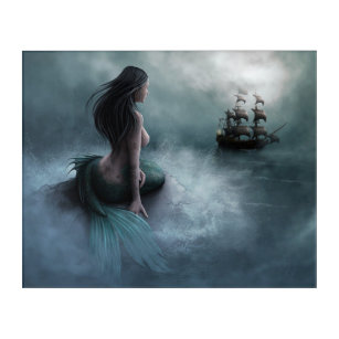 Mermaid and Pirate Ship Acrylic Print