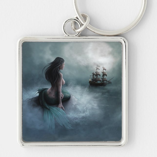 Mermaid and Pirate Ship Key Ring (Front)