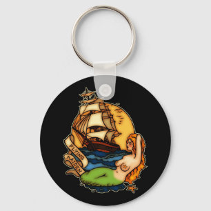 Mermaid and Pirate Ship Key Ring