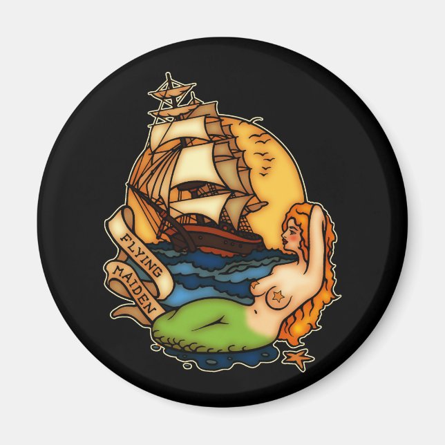 Mermaid and Pirate Ship Magnet (Front)