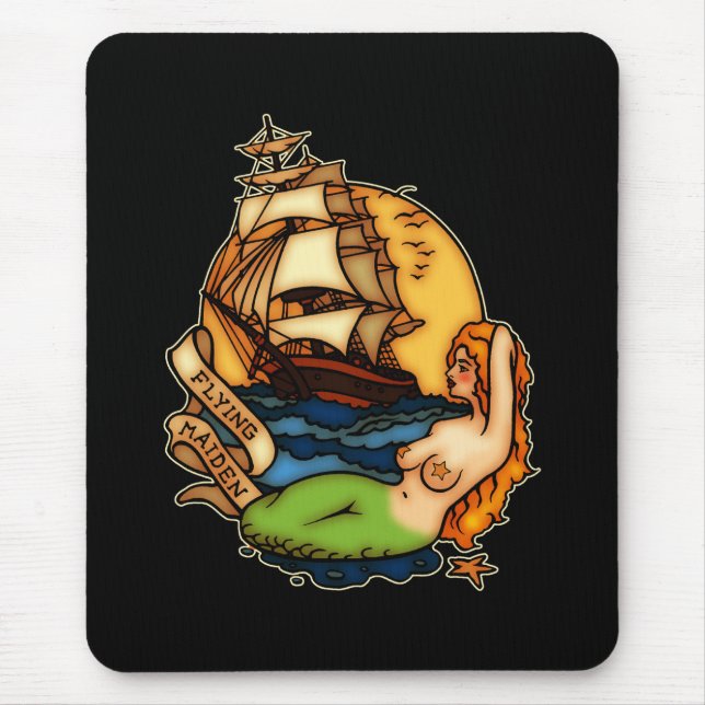 Mermaid and Pirate Ship Mouse Mat (Front)
