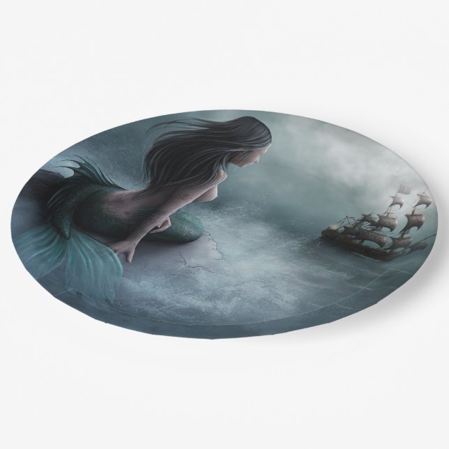 Mermaid and Pirate Ship Paper Plate (Angled)