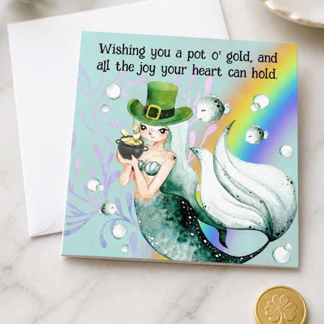 Mermaid and Pot o' Gold St. Patrick's Day Card (Creator Uploaded)